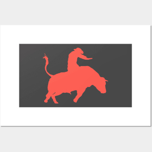 Bull Rider 1: Sunset Orange Posters and Art